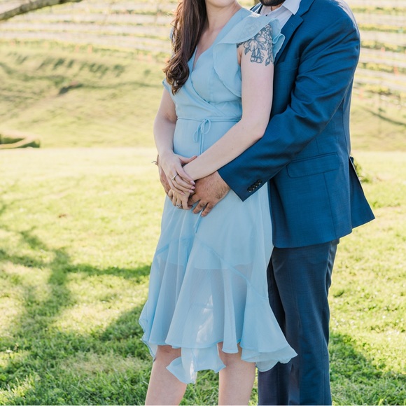 Altar’d State Midi High-Low Light Blue Glitter/Shimmer Dress, size S - Picture 3 of 7